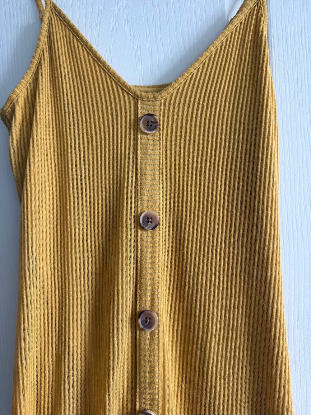 Express Mustard Ribbed Button-Front Slip Midi Dress Small - Picture 2 of 5